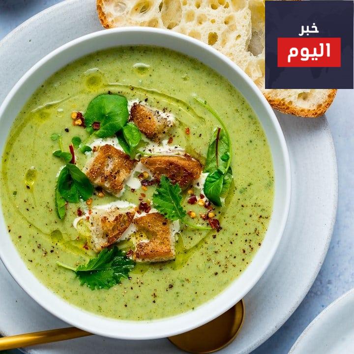 طريقة عمل شوربة الشاي الاخضر والبروكولي