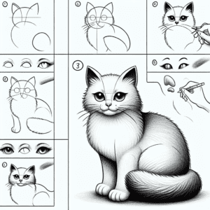 طريقة رسم قطة
