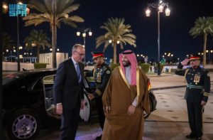 ولي العهد يستقبل المستشار الاتحادي لجمهورية ألمانيا ويعقدان جلسة مباحثات رسمية