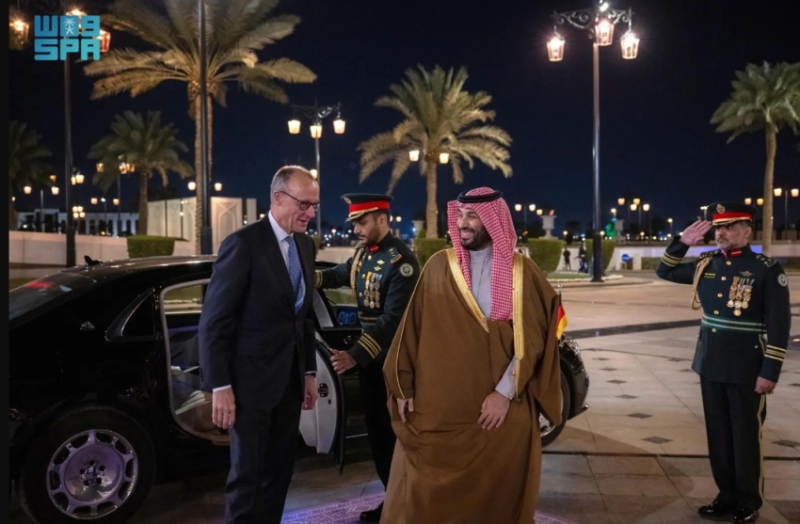 ولي العهد يستقبل المستشار الاتحادي لجمهورية ألمانيا ويعقدان جلسة مباحثات رسمية